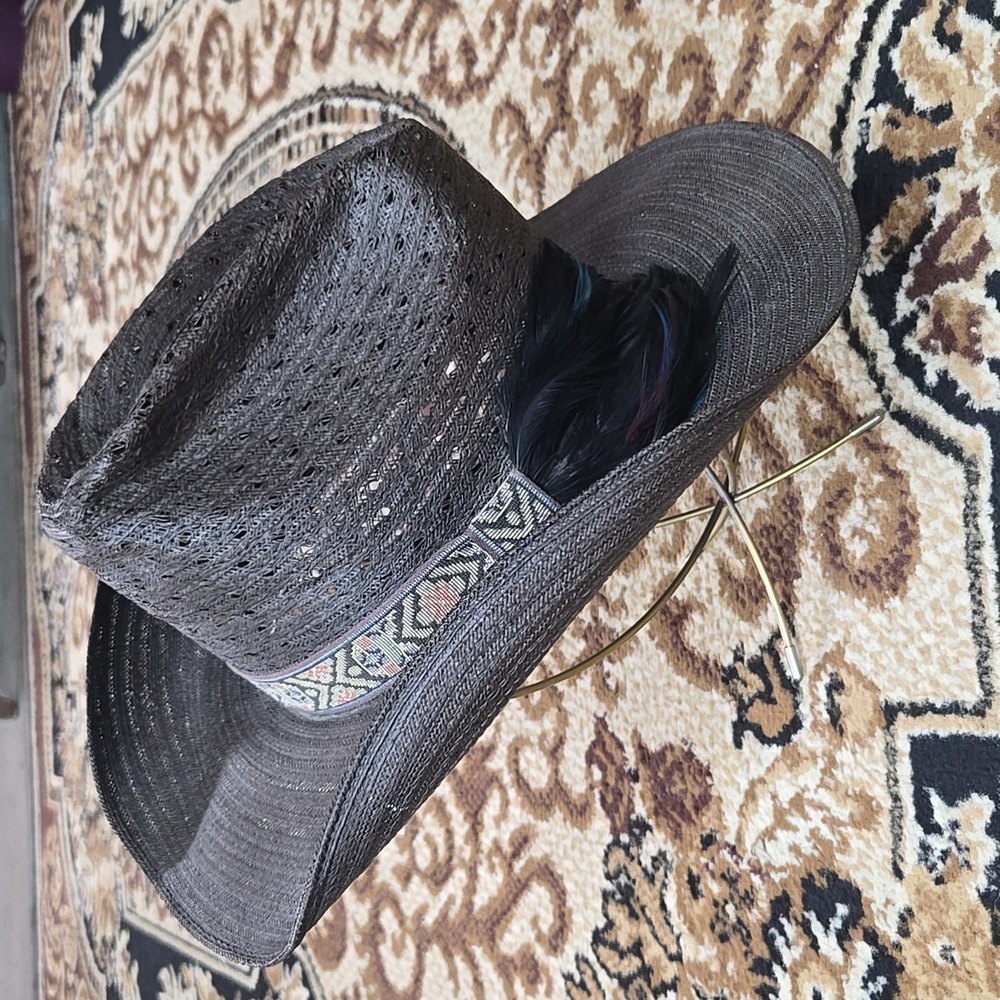 Vintage Lanning Cowboy Hay Feathers Southwestern Band Retro Cowgirl Western